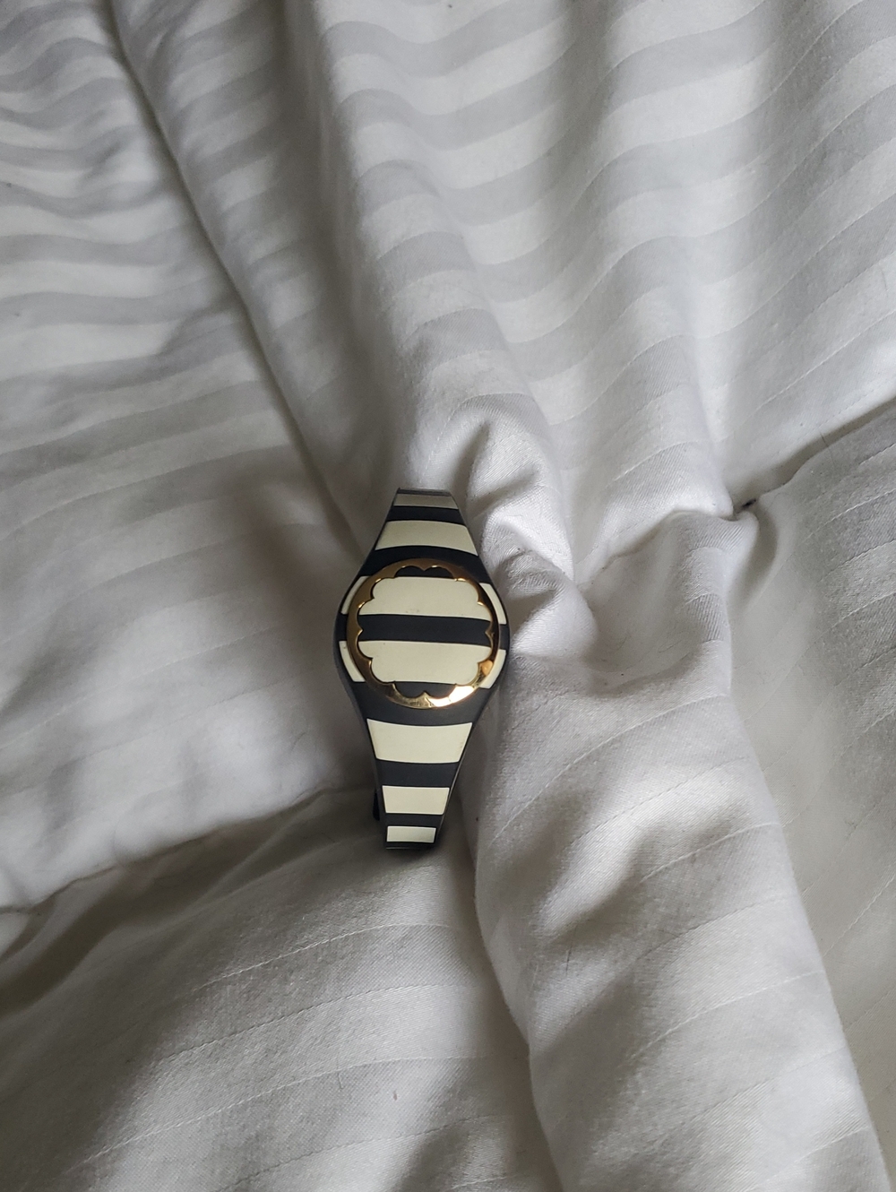 kate spade Black and White Striped Bracelet with Gold Accents